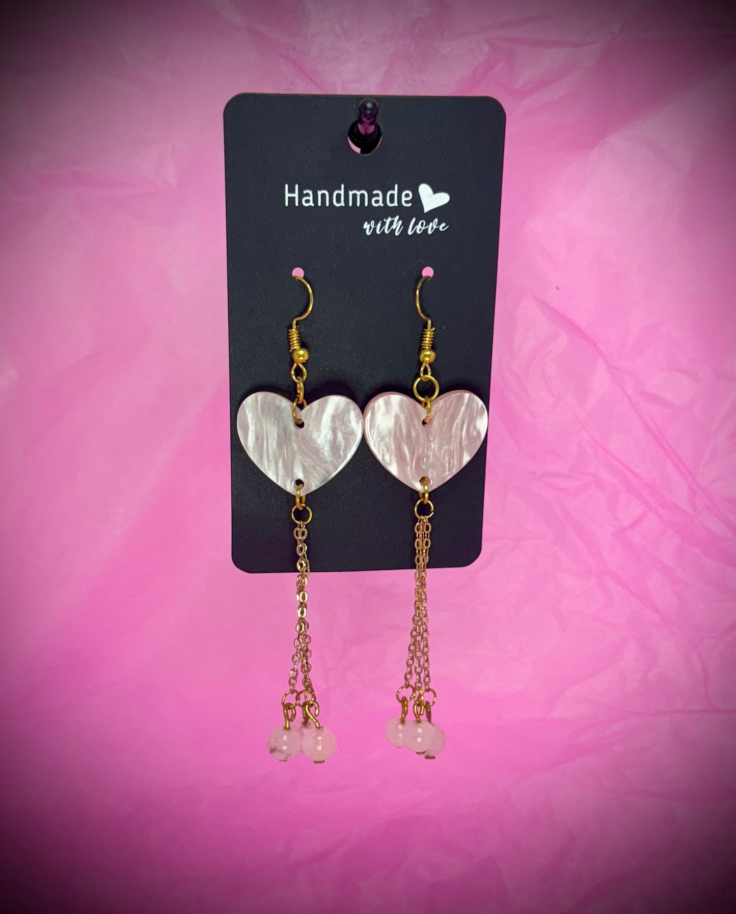 Marble Like Dangle Heart Earring