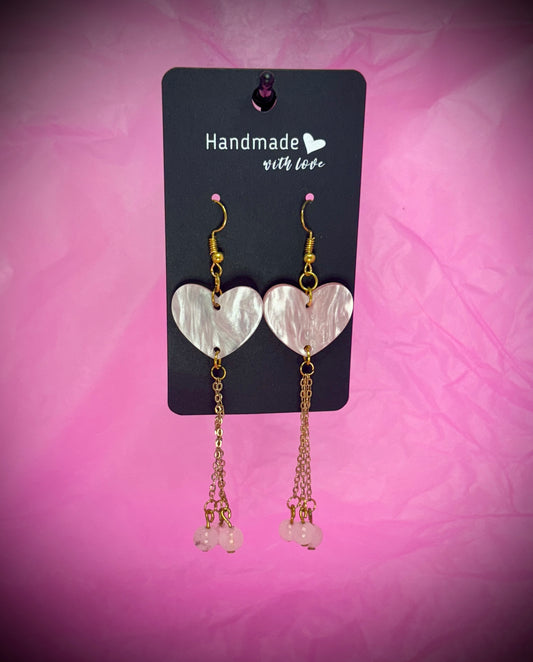 Marble Like Dangle Heart Earring