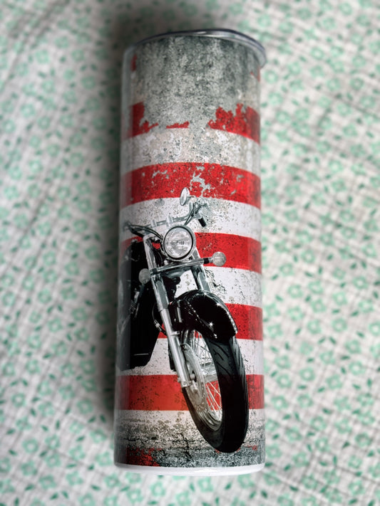 Motorcycle American Flag Tumbler