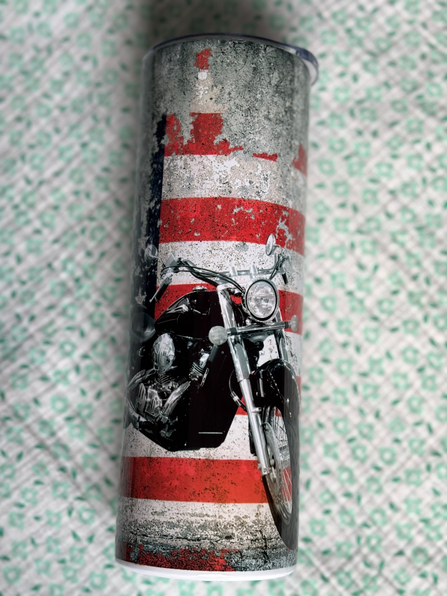 Motorcycle American Flag Tumbler