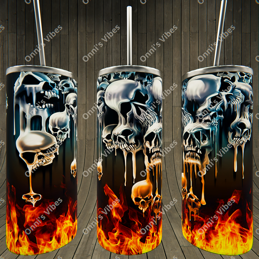 Skulls With Flames Tumbler