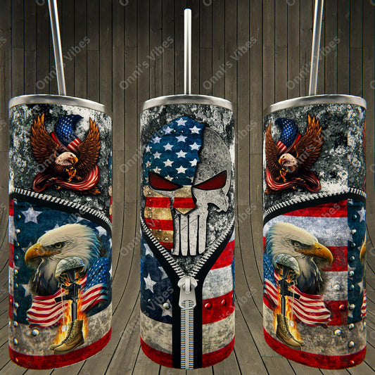 Skull & American Flag Tumbler